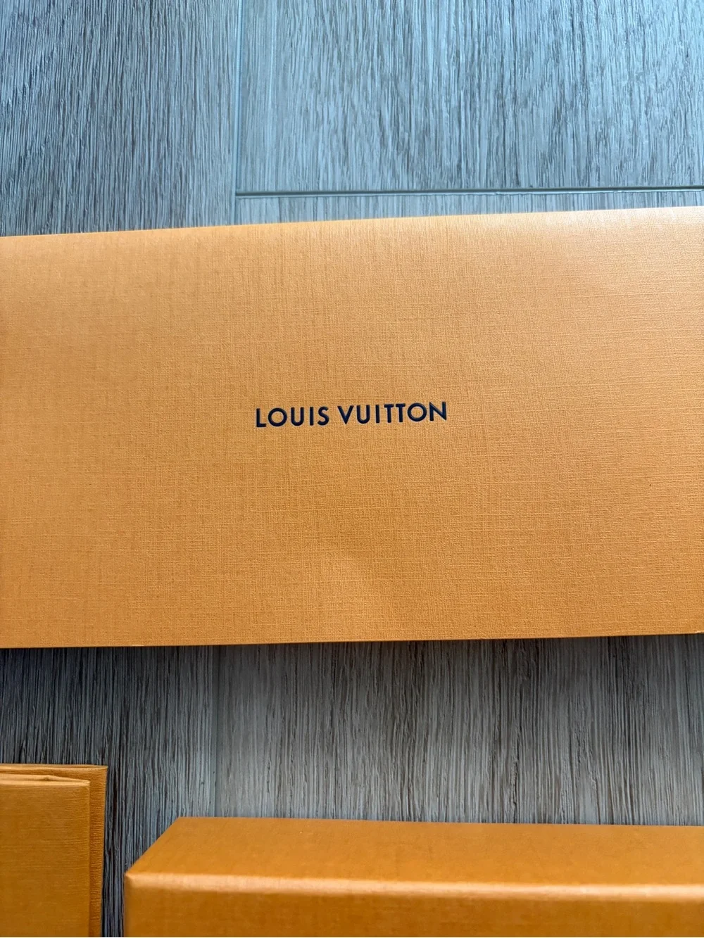 Louis Vuitton Orange Gift Set with Blue Ribbon Accents